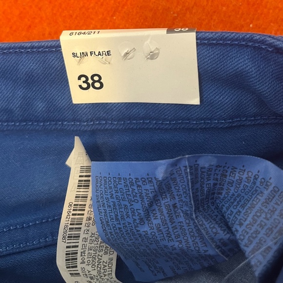 Zara cobalt blue Z1975 high rise slim flare jeans NWT - Picture 9 of 14